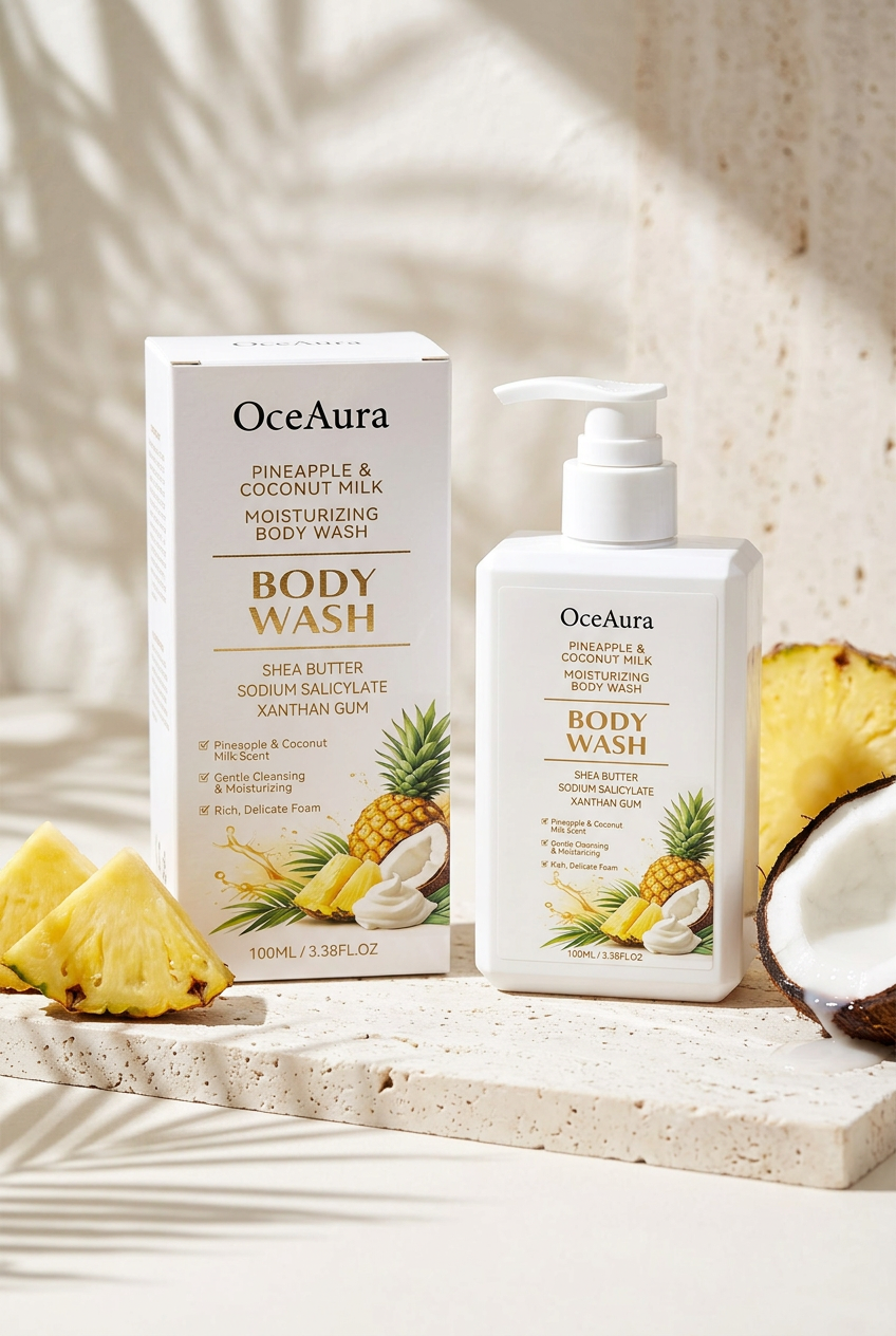 OceAura Pineapple & Coconut — Bright Travertine Studio Shot