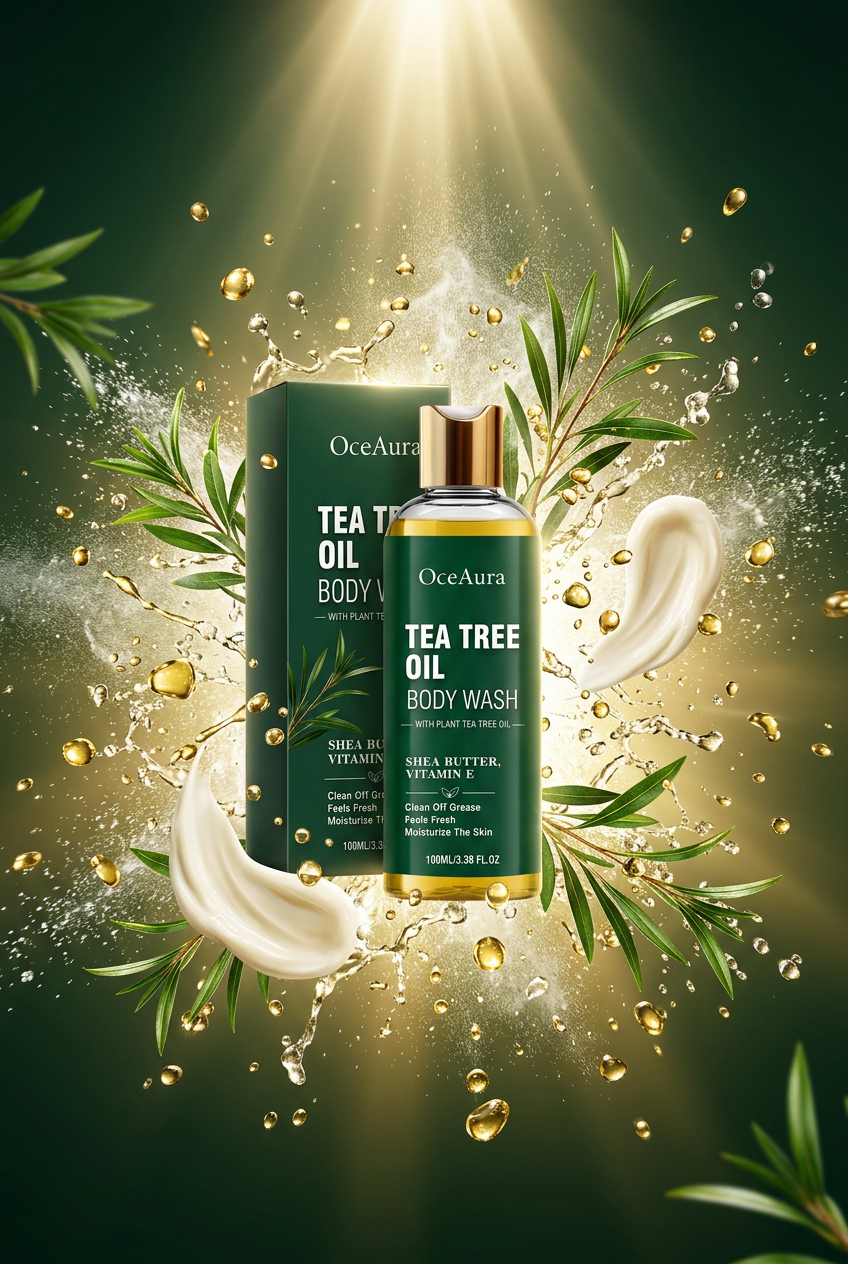 OceAura Tea Tree Body Wash — Green Gold Botanical Campaign