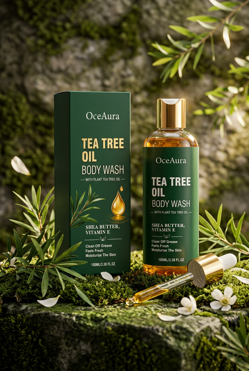 OceAura Tea Tree Body Wash — Green Moss Stone Botanical Studio