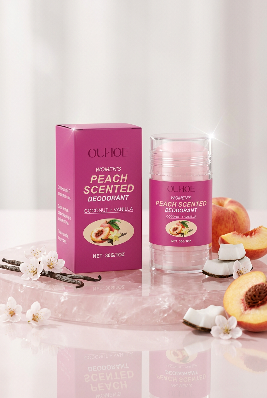 OUHOE Peach Deodorant — Pink Quartz Studio Shot