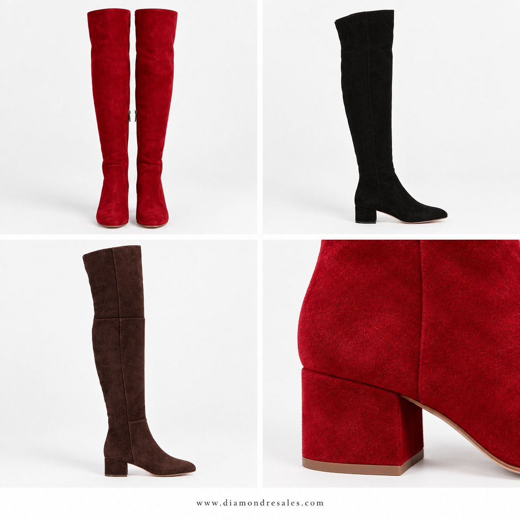 Over It Suede Boots Multi-Angle Collage