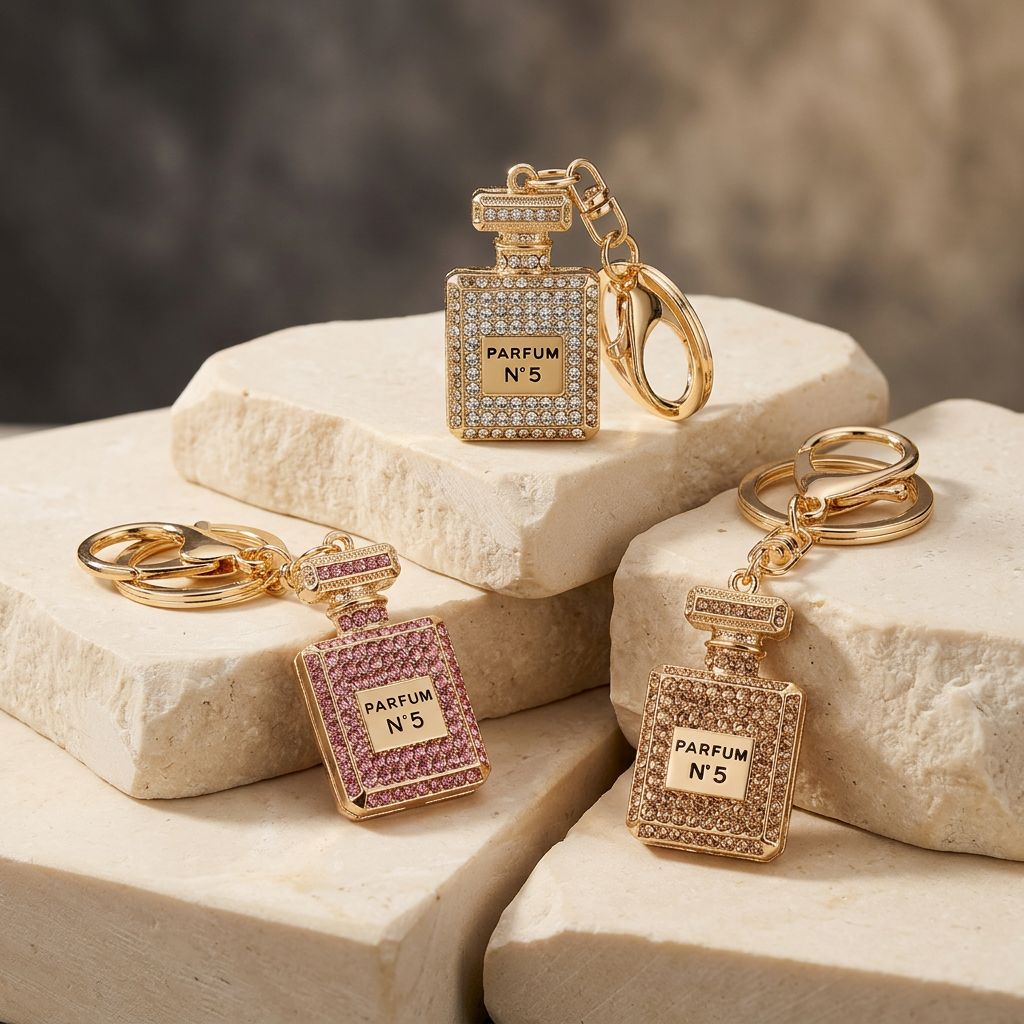 Perfume-bottle keychains cinematic assortment