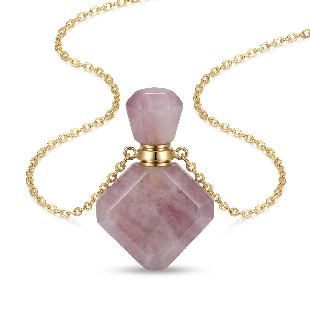 Pink bottle pendant on white