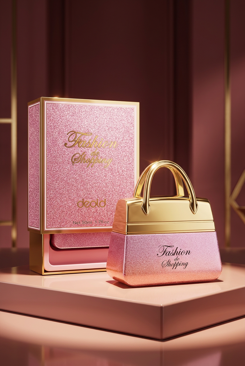 Pink handbag-shaped perfume cinematic fashion hero