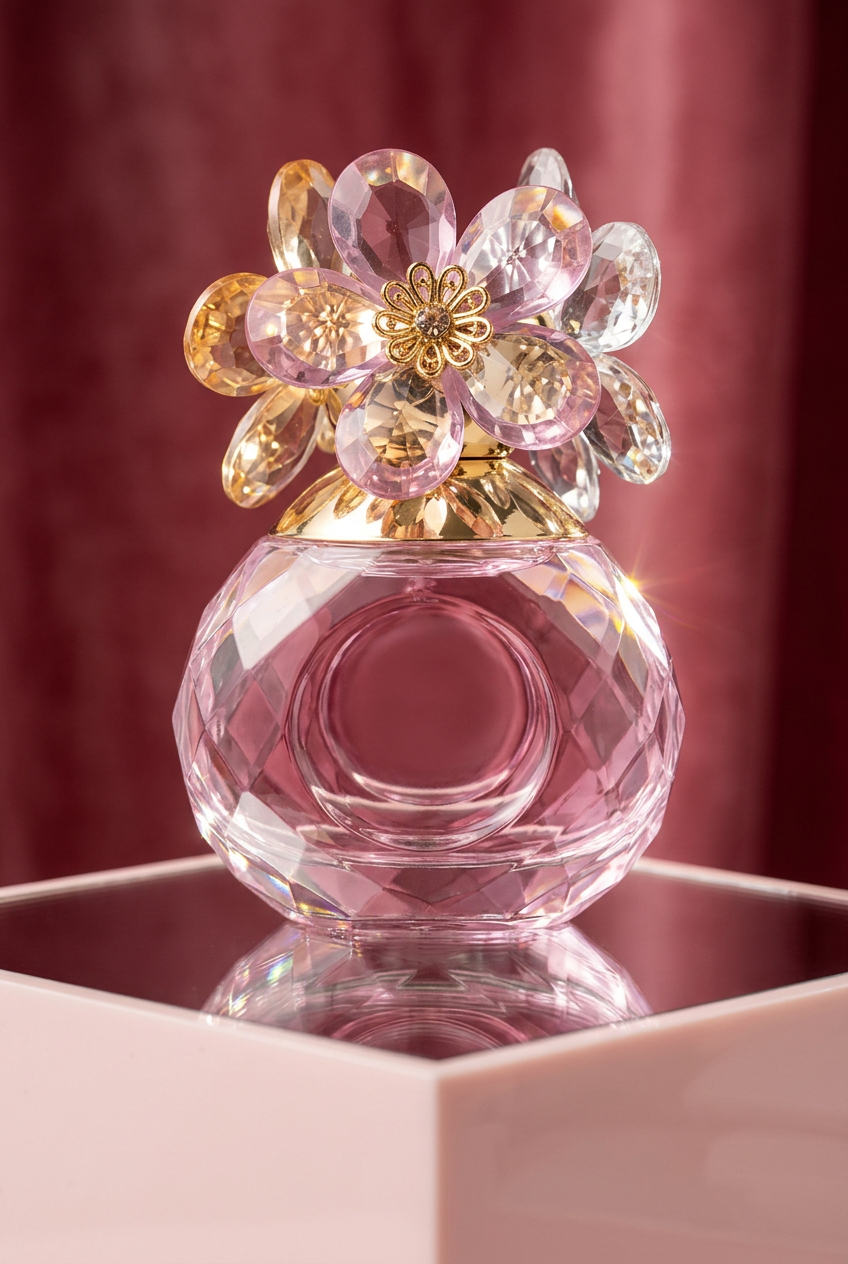 Pink Happiness Flower perfume in a blush Hollywood campaign setting