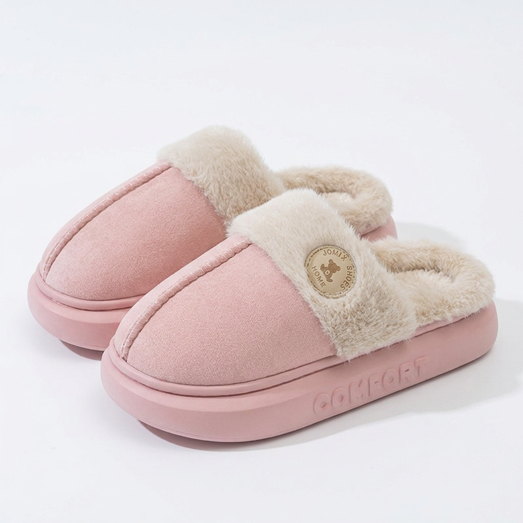 Pink slippers on white