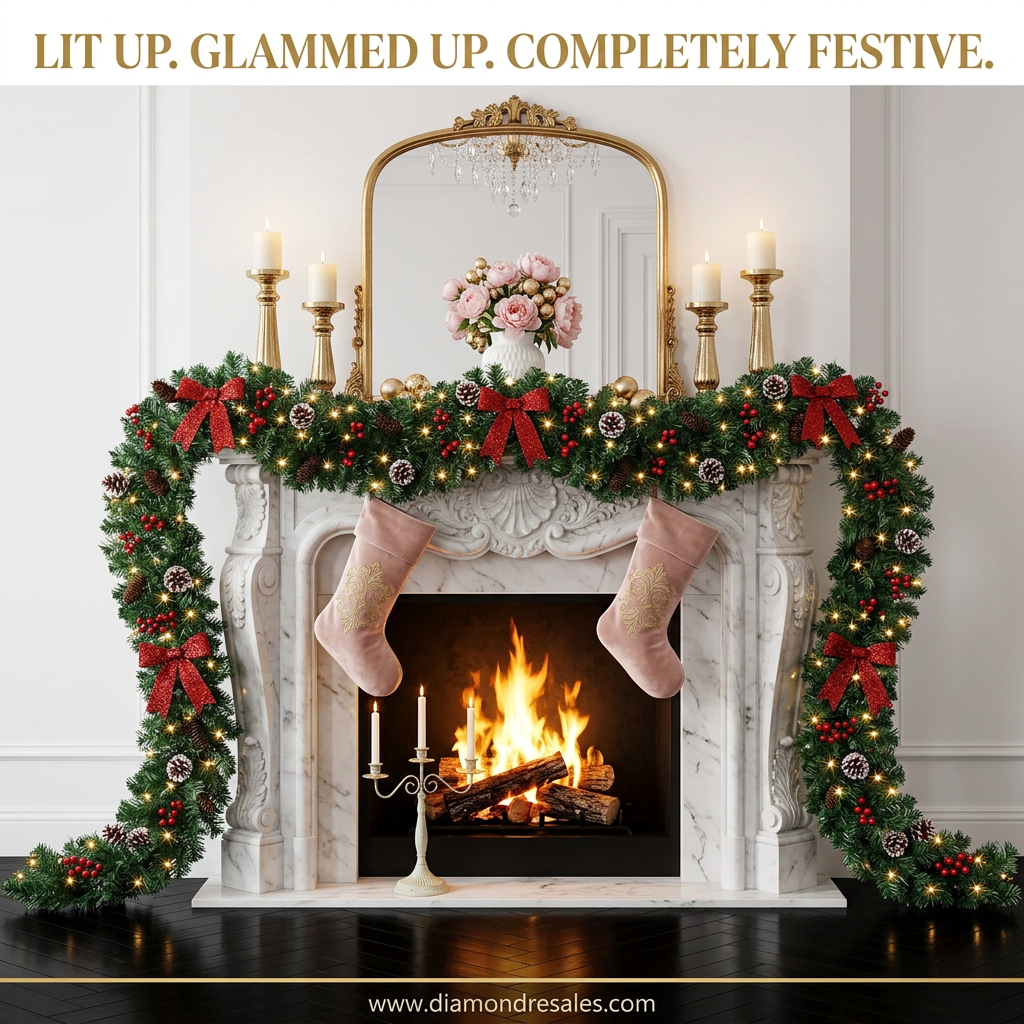 Pre-Lit Pine Garland — Lifestyle Scene