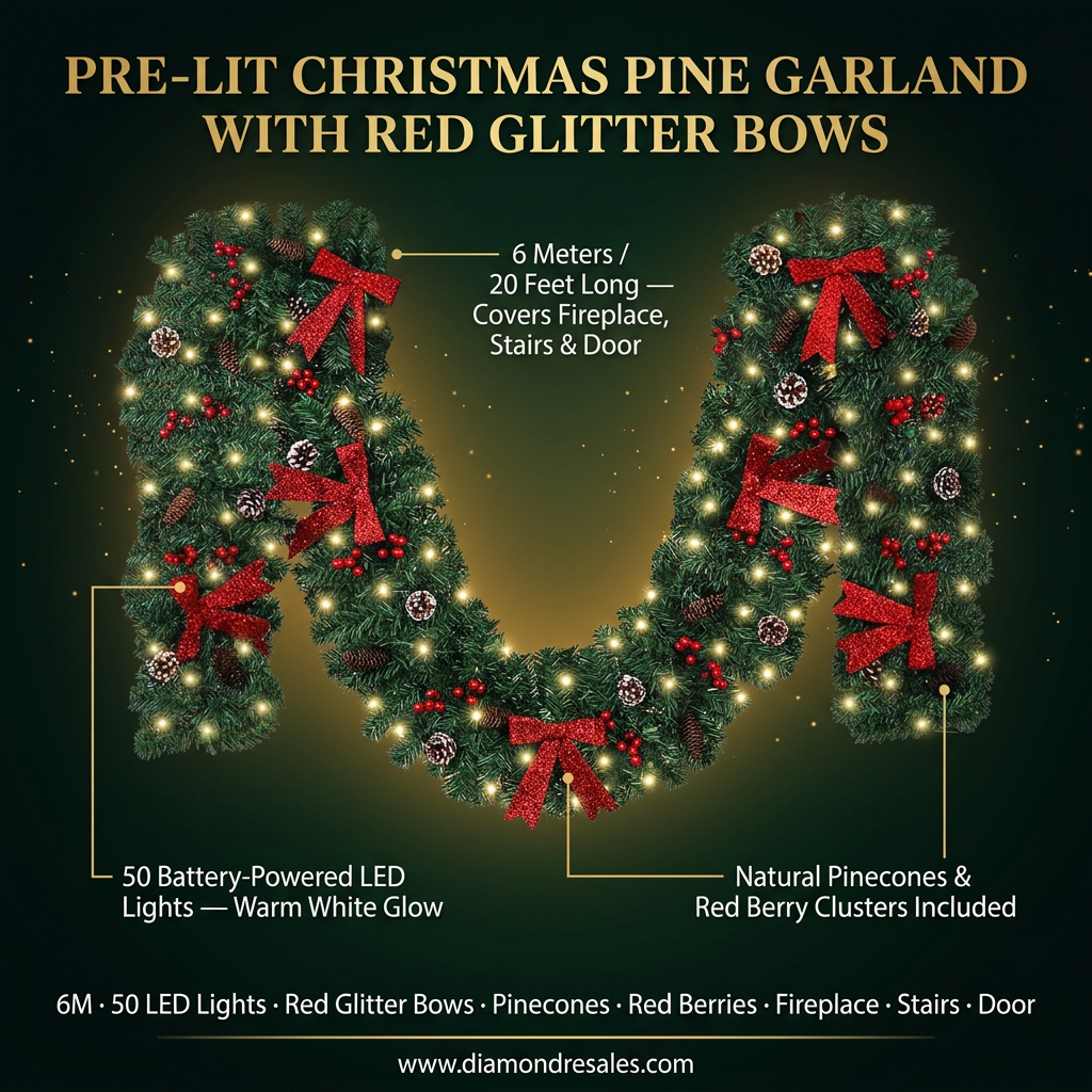 Pre-Lit Pine Garland — Main Branded Graphic