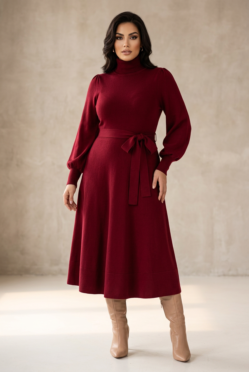 Red Dress — Semi Plus-Size Model