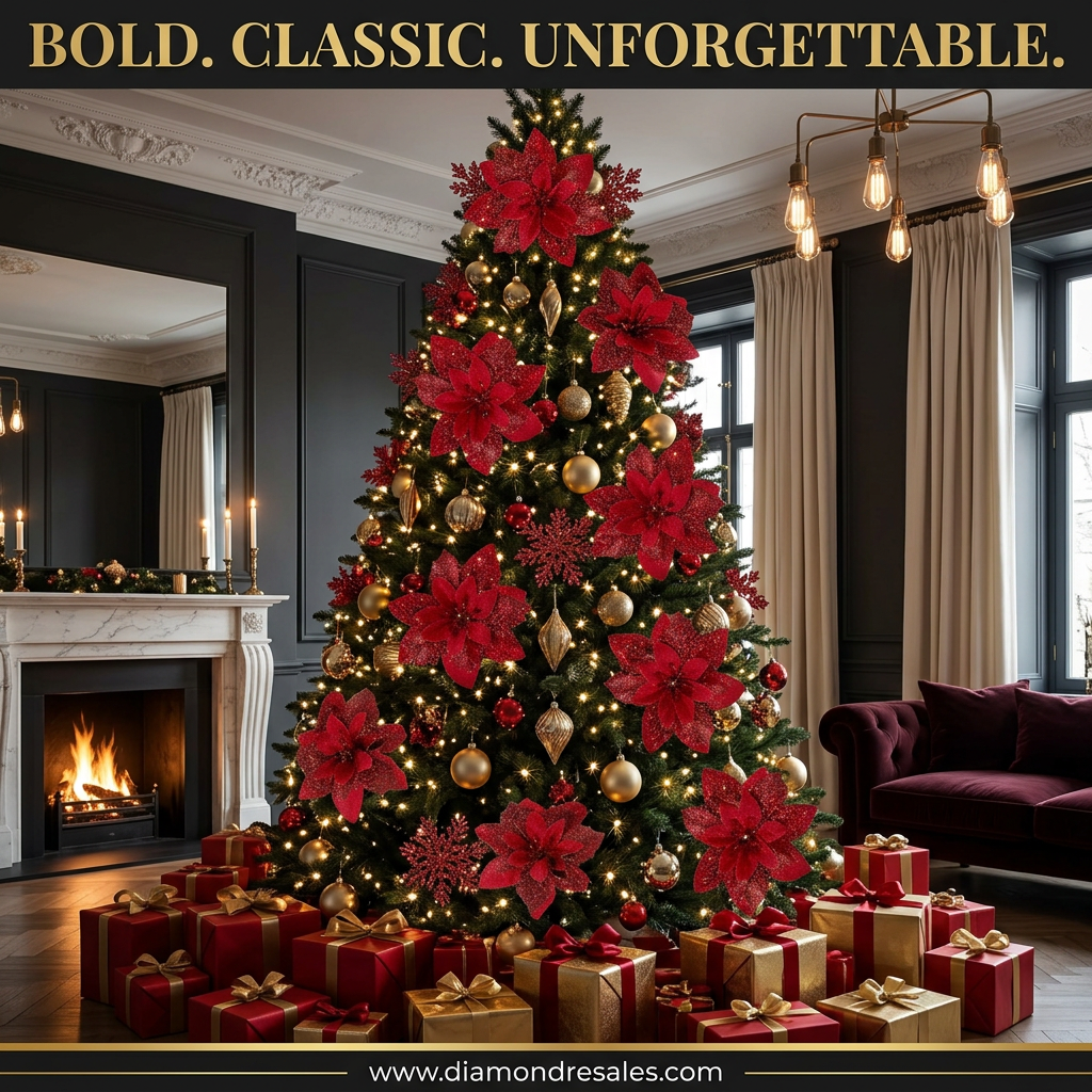 Red Poinsettia Clips — Lifestyle Tree Scene