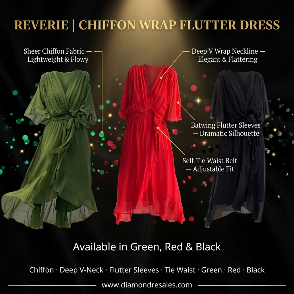 Reverie Chiffon Wrap Dress — Branded Callout