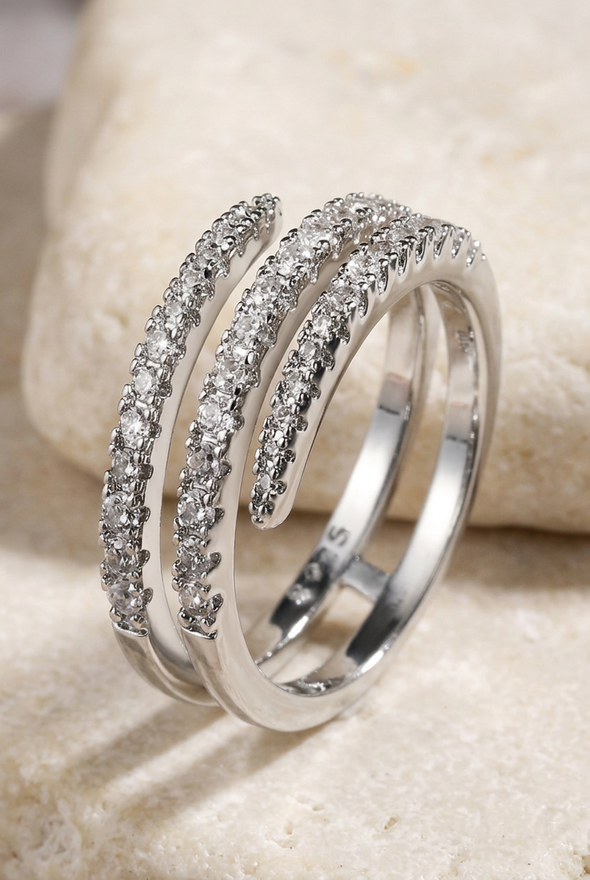 Close-up of diamond pavé setting