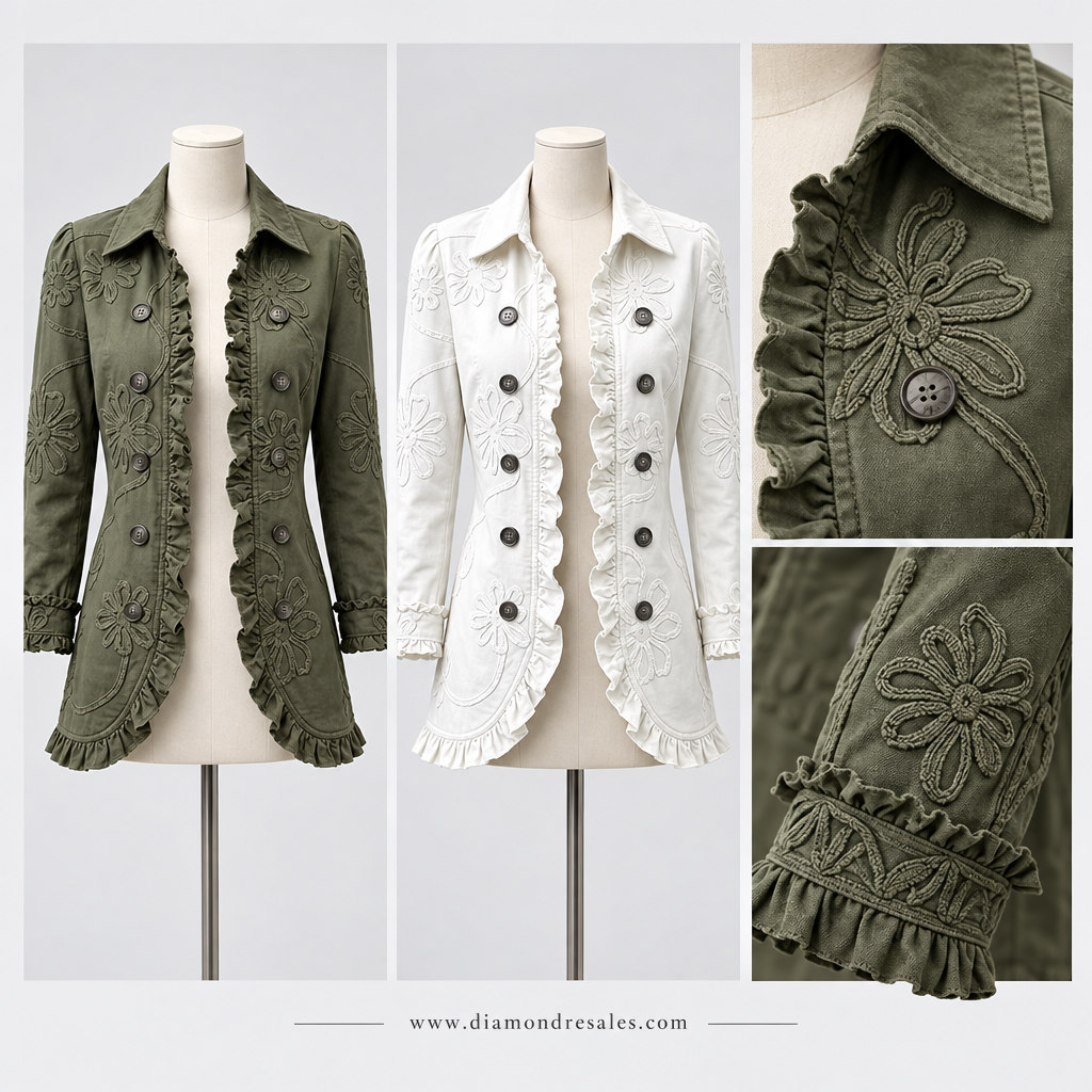 Ruffled Lapel Blazer Multi-Angle Collage