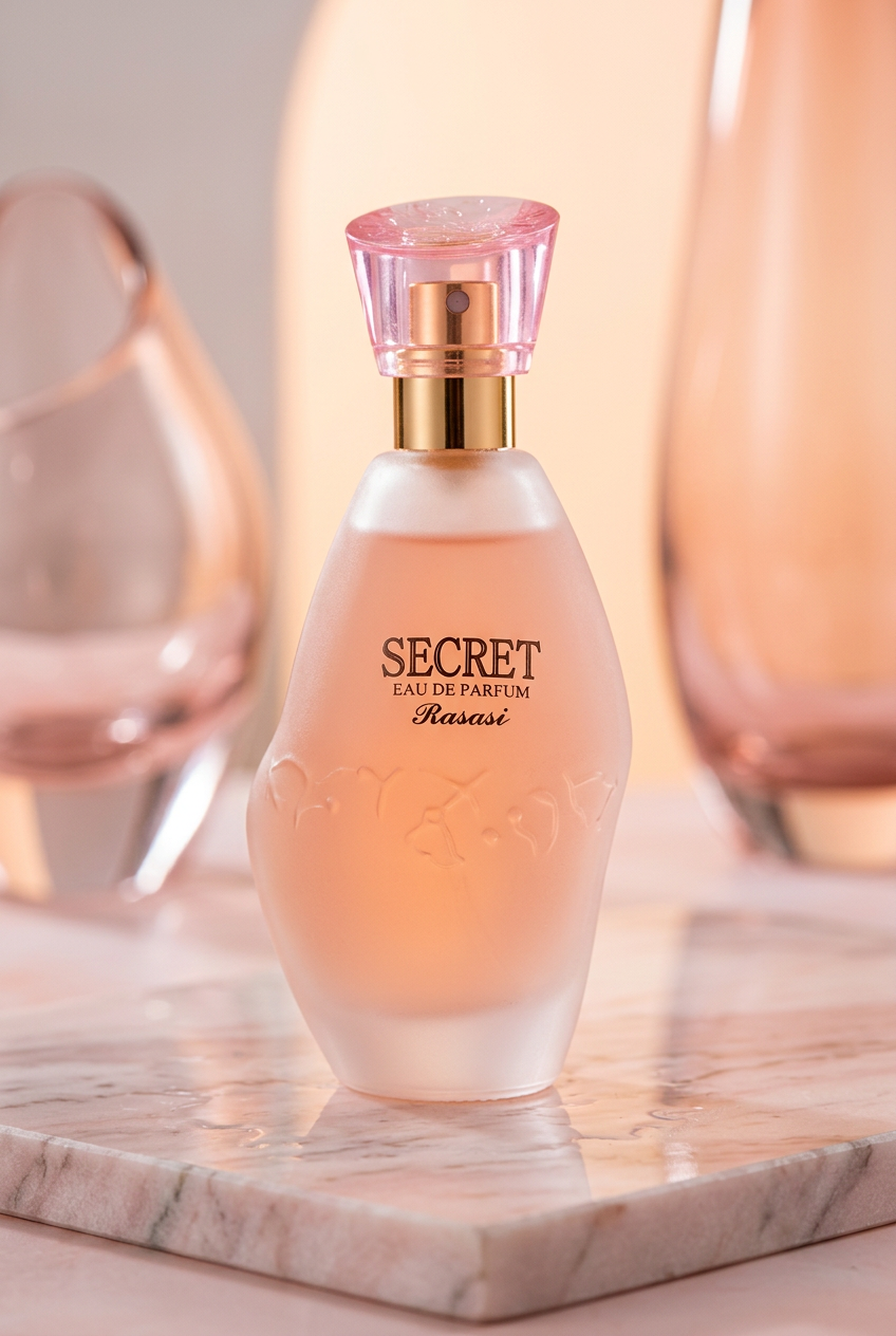 Secret fragrance styled on blush marble