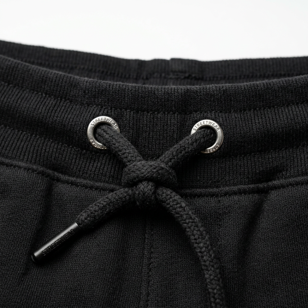 Shorts drawstring waistband closeup