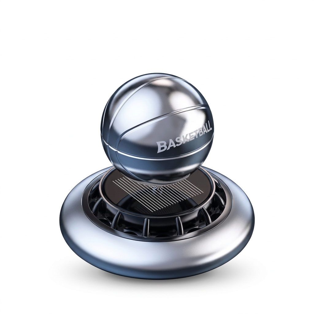 Silver basketball car fragrance ornament on white