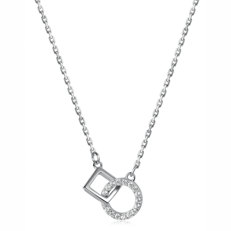 Silver-tone necklace on a white background