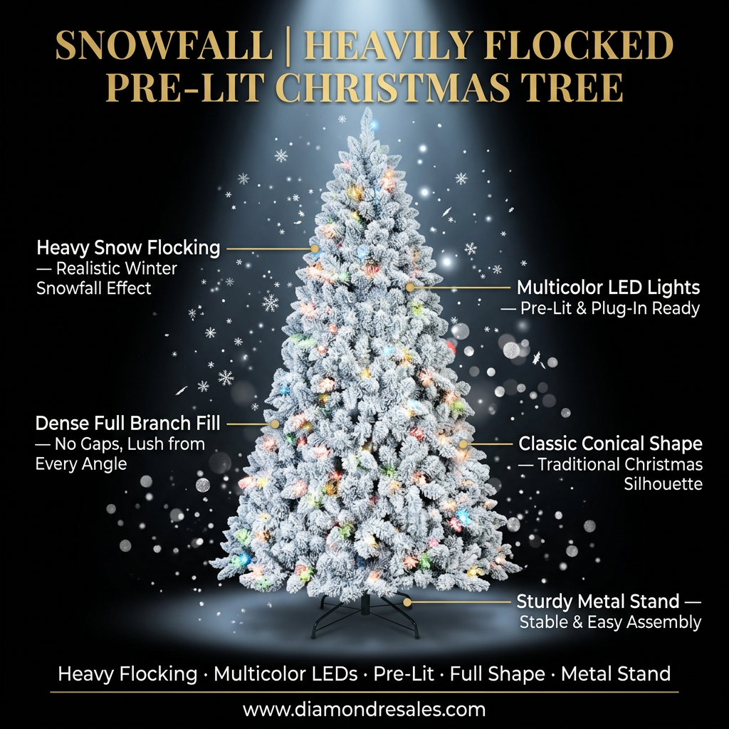 Snowfall Flocked Tree — Branded Callout