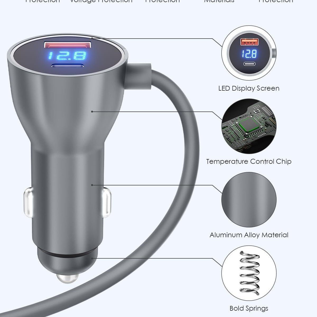 Starlink Mini Car Charger with Digital Display | 100W Type-C Power Cord