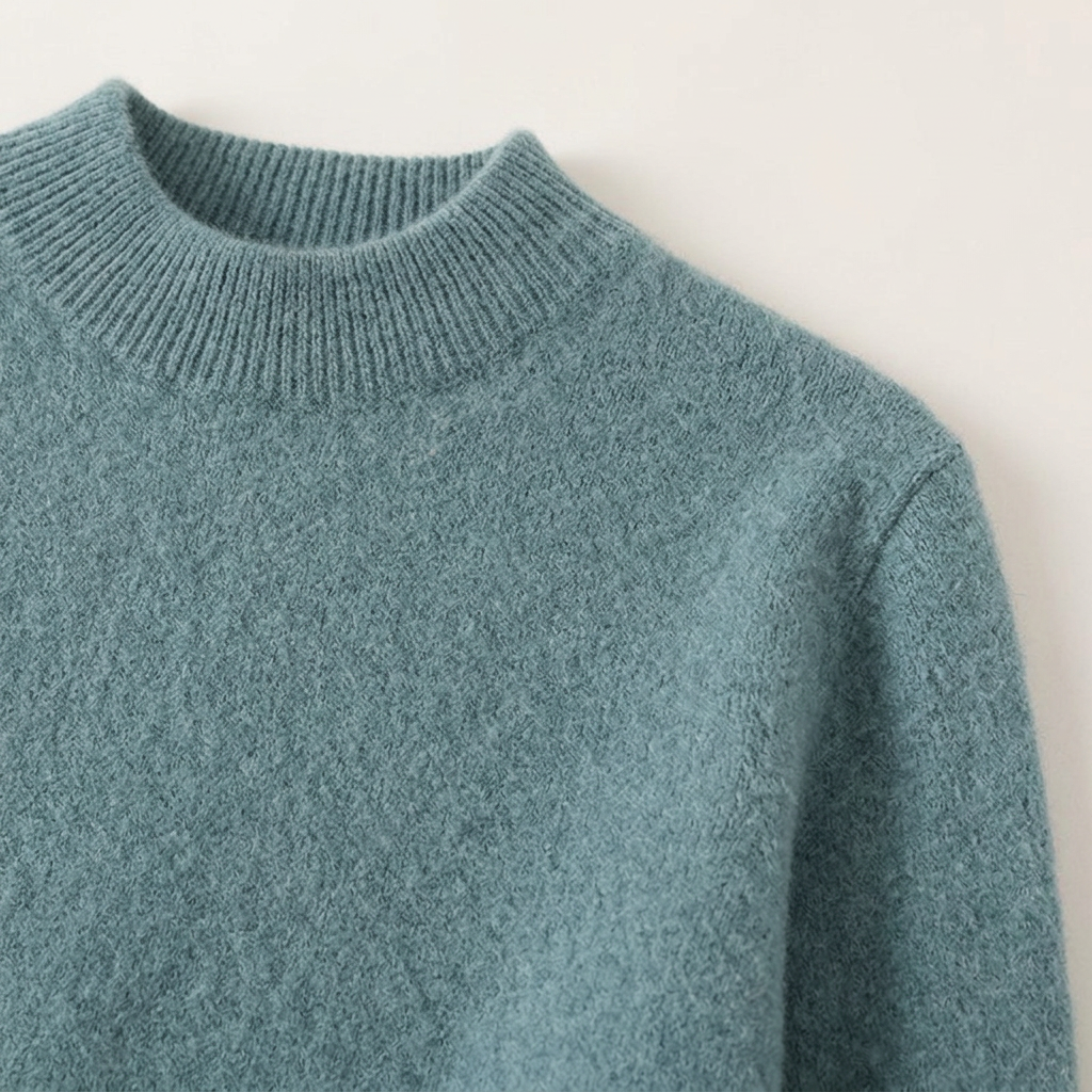 Sweater neckline and knit texture close-up