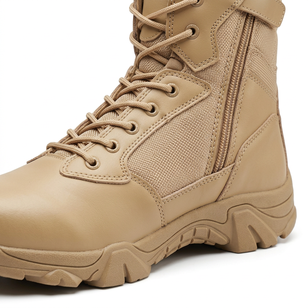 Tan boot material close-up