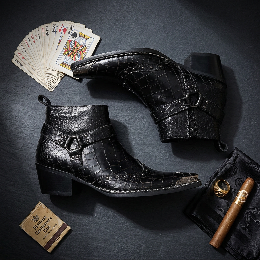 The Gambler — Dark Slate Editorial Flat Lay