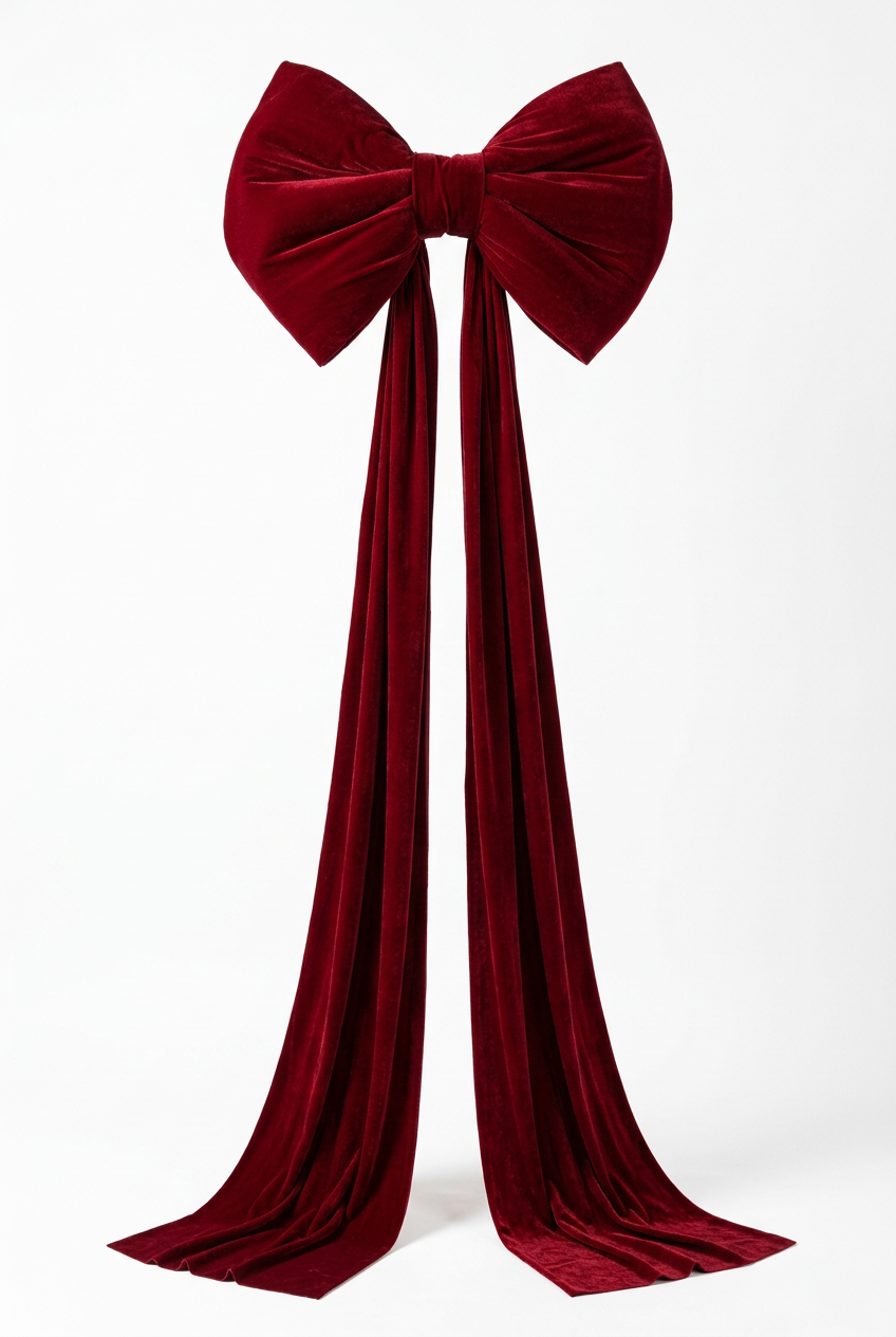 Velvet Christmas Bow — White Background GMC Full Length