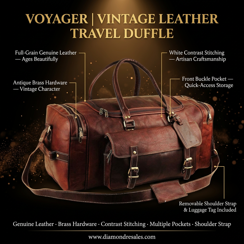 Voyager Leather Duffle — Branded Callout