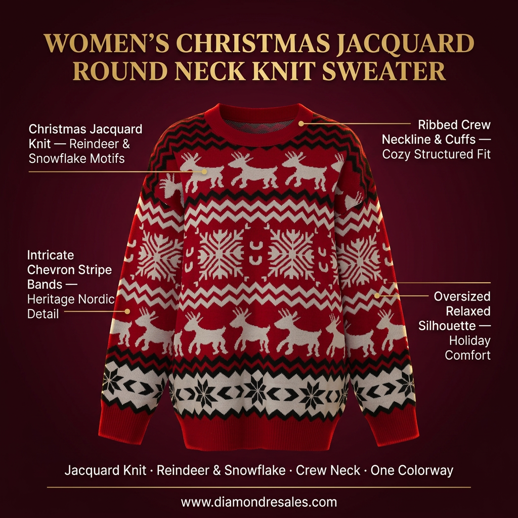 Women's Reindeer Sweater — Branded Callout (Brightened)